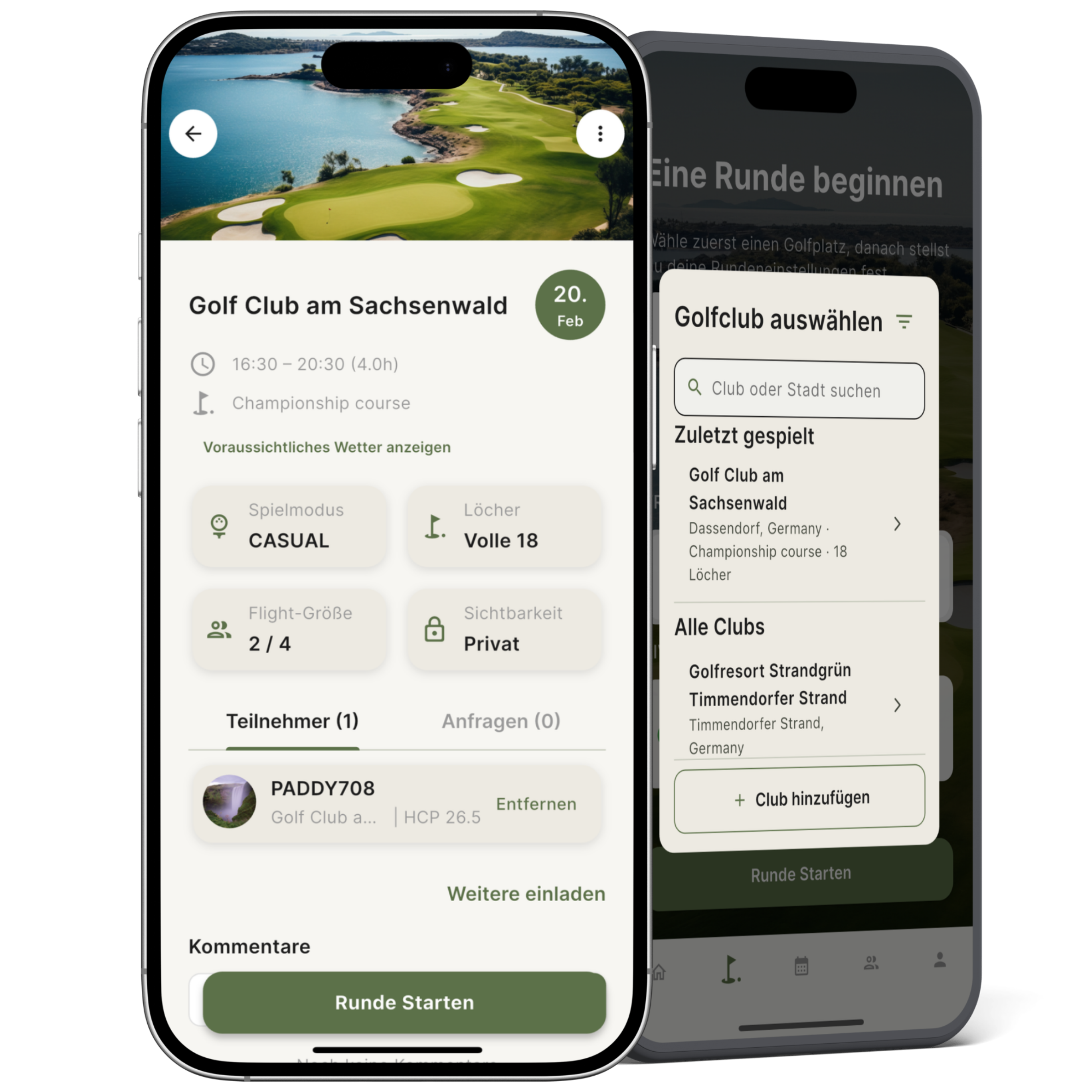 Clubs, Plätze und Wetter